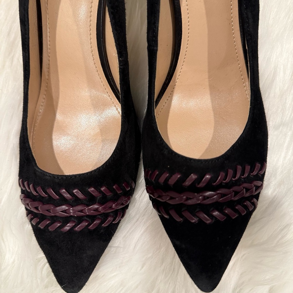 White House Black Market Black and Burgundy Heels - Picture 3 of 3